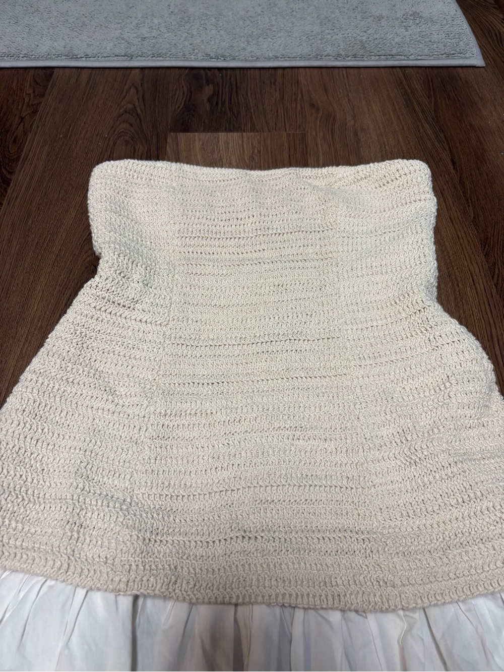 Anthropologie Mon Renn Cream Strapless Crochet Knit Mini Dress NWOT - Picture 4 of 15